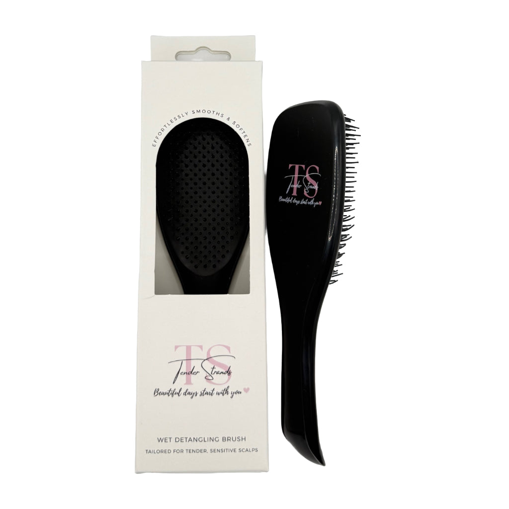 Wet Detangling Brush is tailored for tender, sensitive scalps.
