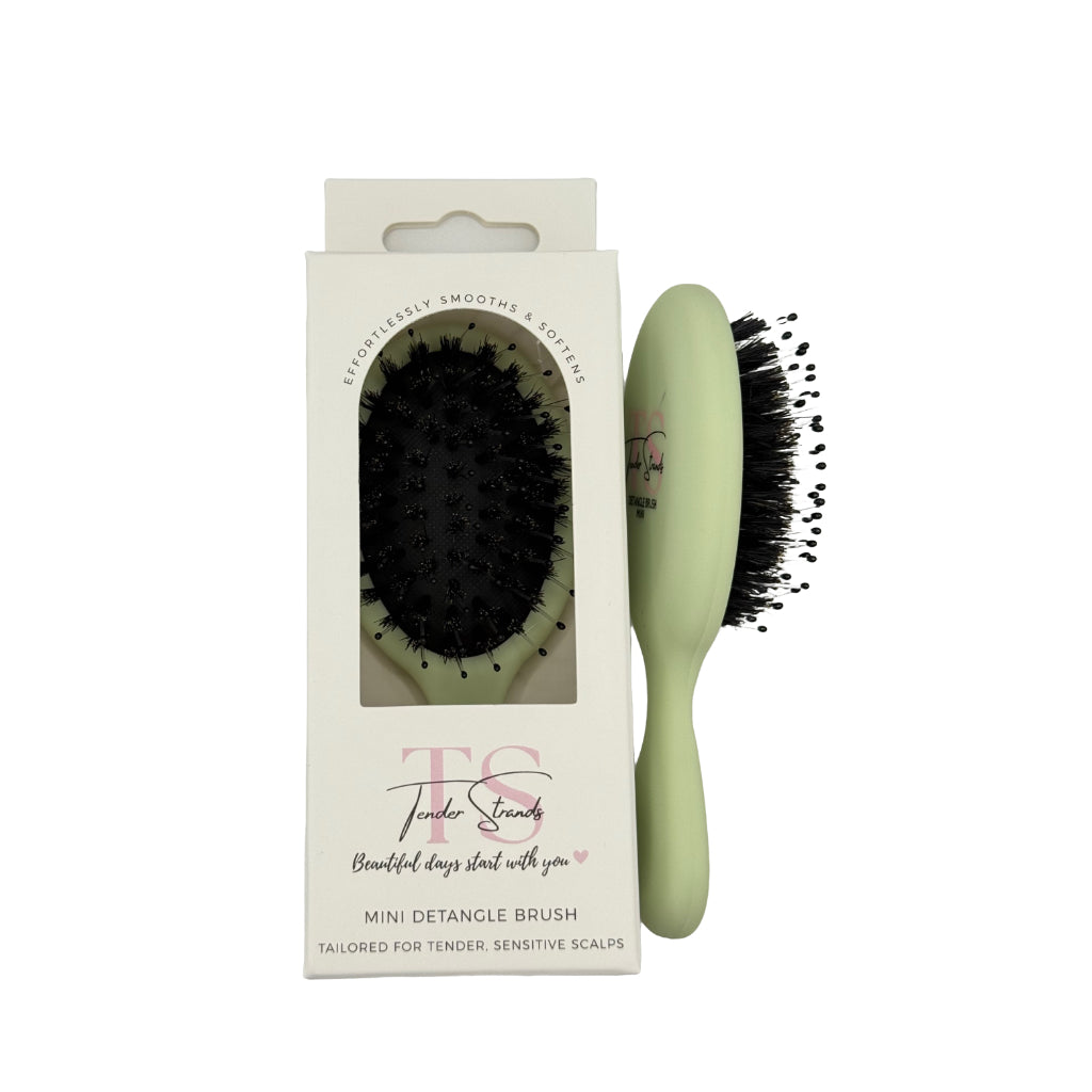 The Tender Strands Mini Detangle Brush is designed for life on the go — compact, lightweight, and gentle enough for all hair types. Slip it into your handbag, school bag, gym kit, or suitcase and enjoy smooth, tangle-free hair wherever you are.